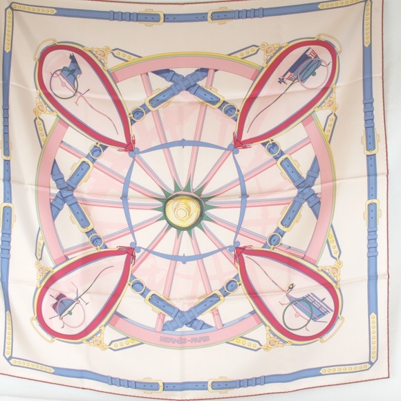 HERMES Accessories - HERMES Carre 90 Wheel of Liberty Scarf/Muffler, Silk, Pink, Women's